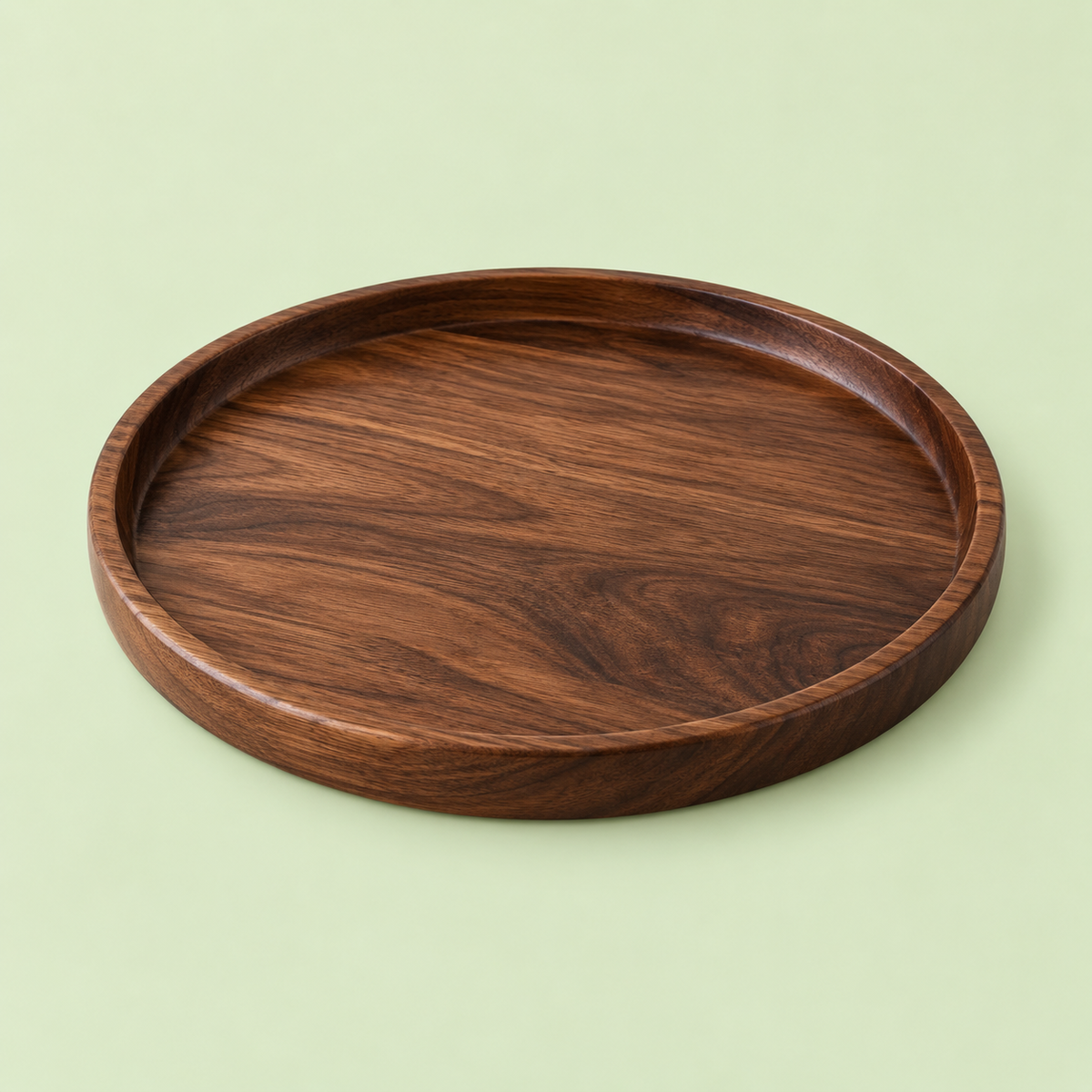 Dark Walnut Round Serving Tray